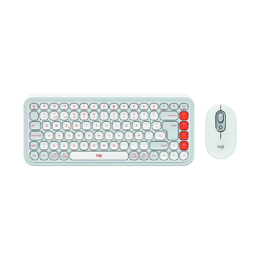 920-013055- Logitech Pop Icon Combo teclado y mouse blanco crudo y naranja español 920-013055 - Imagen 1