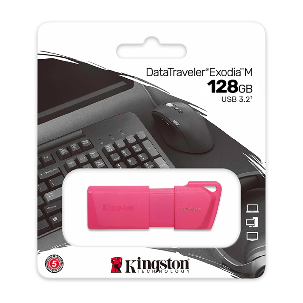 KC-U2L128-7LN-1-1 Kingston USB DataTraveler Exodia 128GB, USB-A 3.2 Gen 1, Color Rosa Neon KC-U2L128-7LN - Imagen 1