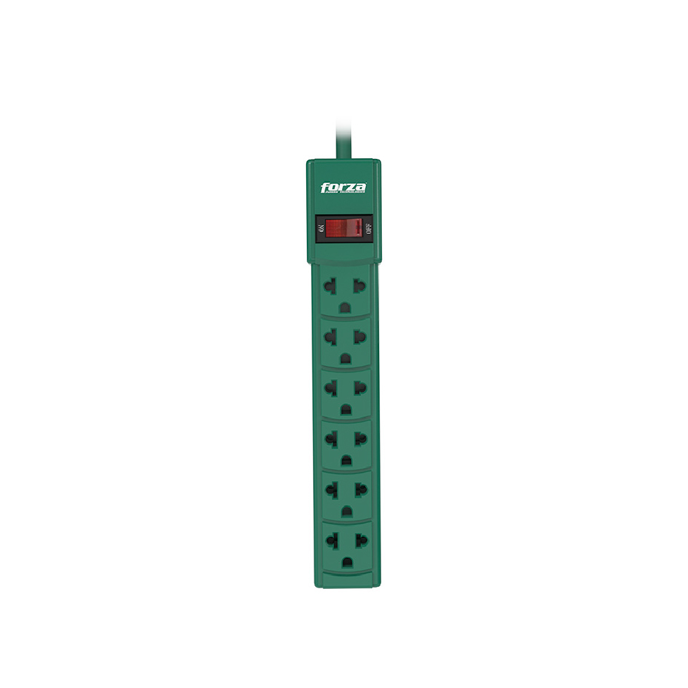 PS-001G- Forza regleta 110/220V 6 tomas color verde PS-001G - Imagen 1