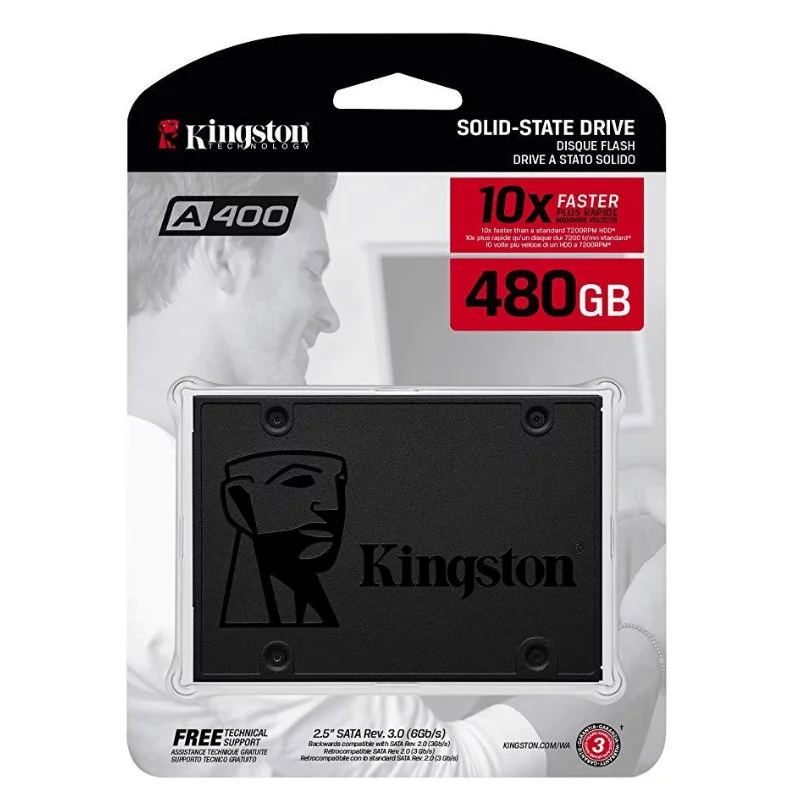 SA400S37-480G-1 Kingston A400 – Disco en estado sólido de 480 GB factor de forma 2.5″ (uso interno) SA400S37/480G - Imagen 1
