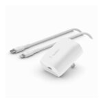 Belkin Cargador de Pared USB-C 20W + Cable USB-C con Conector Lightning WCA006dq1MWH-B5